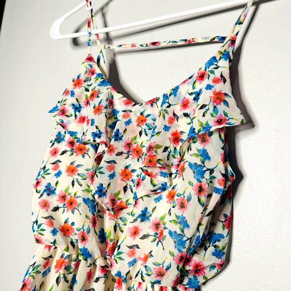 Lush White Floral Adjustable Strap Mini Dress Size Small - Picture 7 of 7
